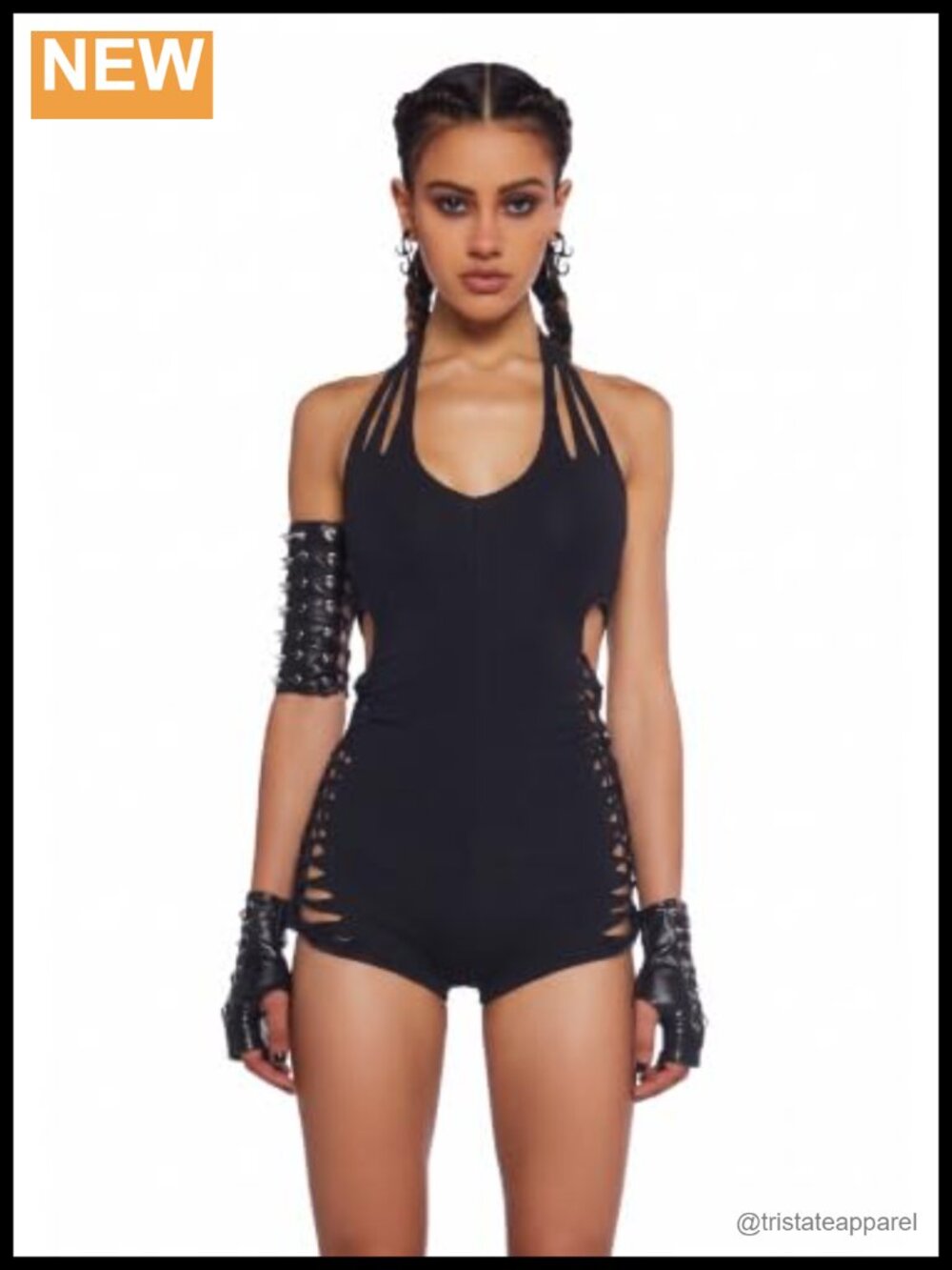 Club Exx Shredded Cutout Halter Romper Tie Dye Mini